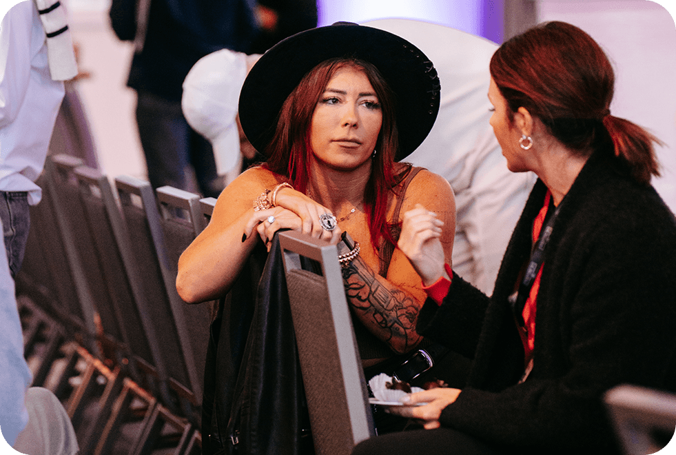 Members in conversation during a Surge Collective gathering