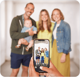 Family portrait moment during an event